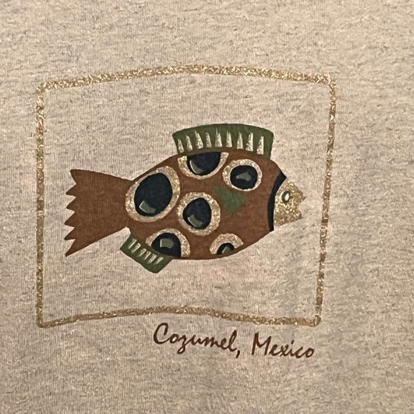 Cozumel Mexico Beach Fish Graphic Short Sleeve Shirt Size Large NWOT - Picture 2 of 6